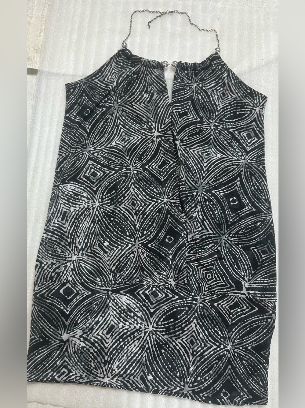 Kiwi Black and White Patterned Halter Neck Blouse